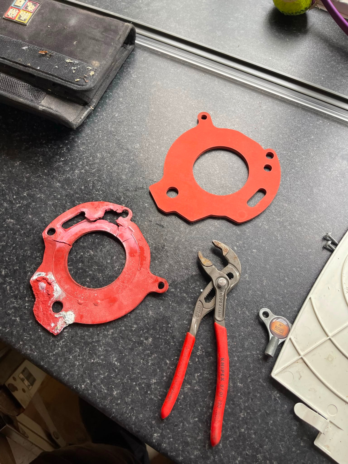 Perished shower pump seals replaced with new seals during a plumbing repair, fitted by Gas Safe registered engineers in Essex